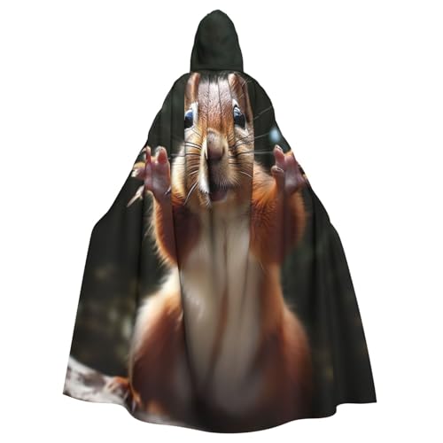 HCBPWVQA Unisex Halloween Kapuzenumhang Eichhörnchen Lustiges Tier Kapuze Robe Hexenumhang für Halloween Cosplay Kostüm von HCBPWVQA