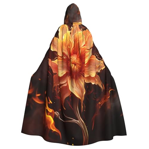 HCBPWVQA Unisex Halloween Kapuzenumhang Flamme Blume Kapuze Robe Hexenumhang für Halloween Cosplay Kostüm von HCBPWVQA