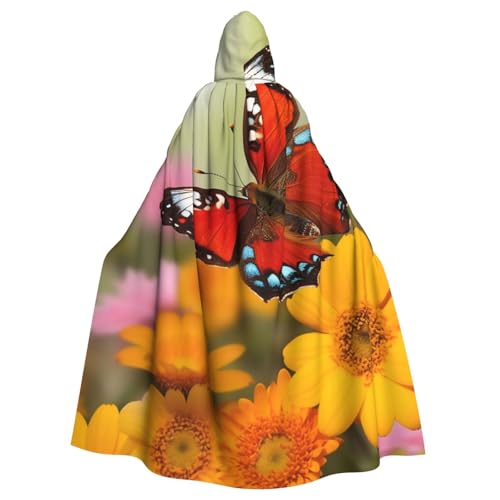 HCBPWVQA Unisex Halloween Kapuzenumhang Frühling Schmetterling Kapuze Robe Hexenumhang für Halloween Cosplay Kostüm von HCBPWVQA