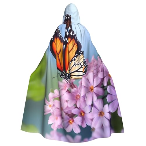 HCBPWVQA Unisex Halloween Kapuzenumhang Schmetterling für Blumen Kapuzenmantel Hexenumhang für Halloween Cosplay Kostüm von HCBPWVQA