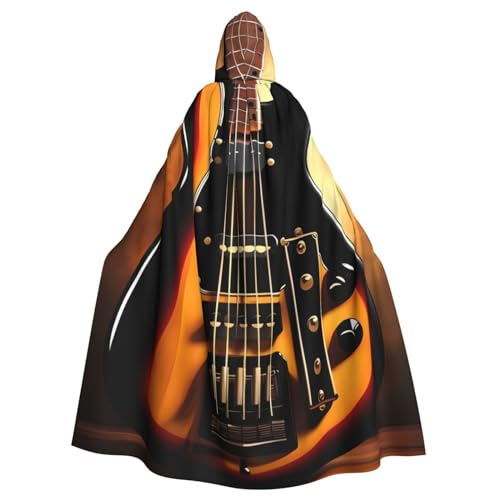 HCBPWVQA Unisex-Kapuzenumhang in voller Länge für Halloween, Instrumental-Gitarre, Hexenumhang für Halloween, Cosplay-Kostüm von HCBPWVQA