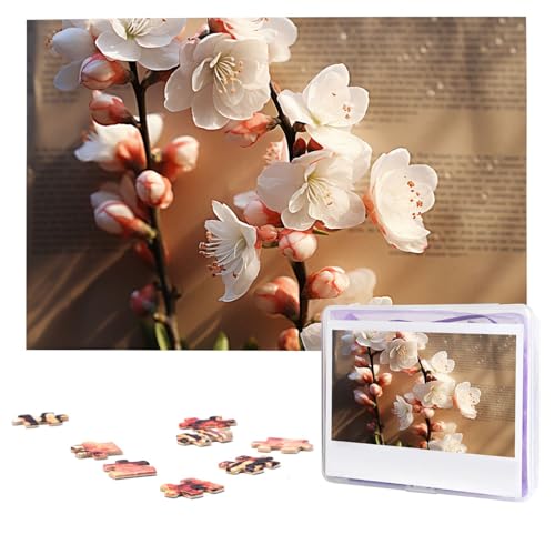 Ein Pfirsichblüten-Puzzle, 1000 Teile, personalisiertes Puzzle, Foto-Puzzle für Erwachsene, anspruchsvolles Bilderpuzzle mit Aufbewahrungstasche, Puzzles für Männer und Frauen, Heimdekoration (74,9 x von HCLYvexiria