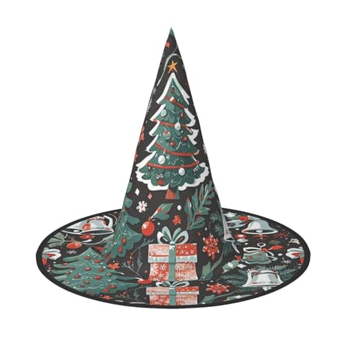 HCLYvexiria Hexenhüte Halloween Kegel Zauberer Hut Gothic Weihnachtsbaum Glocken Hexenhüte Halloween Hut Kostüm Cosplay von HCLYvexiria