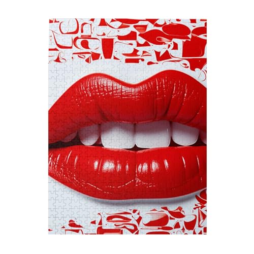 Printing Lips Puzzles 500 Pieces Personalized Jigsaw Puzzles Photos Puzzle for Adults Challenging Picture Puzzle with Storage Bag Puzzles for Men Women Home Decor (51.8 cm x 38.1 cm) von HCLYvexiria