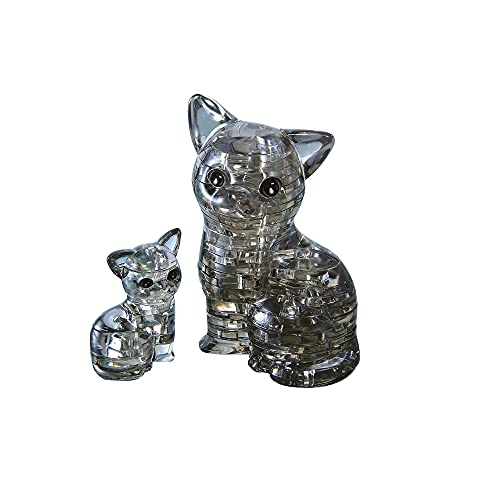 Crystal Puzzle | 3D Katzenpaar Schwarz | Transparentes Design | 49 Teile | Bausatz für Kinder und Erwachsene | HCM Kinzel von HCM Kinzel