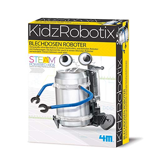 4M - Blechdosenroboter KidszRobotix - DIY Roboter Bausatz für Kinder - Experimentierkasten ab 8 Jahren - Recyceln und Basteln – Roboter für Kids, Weiß von 4M