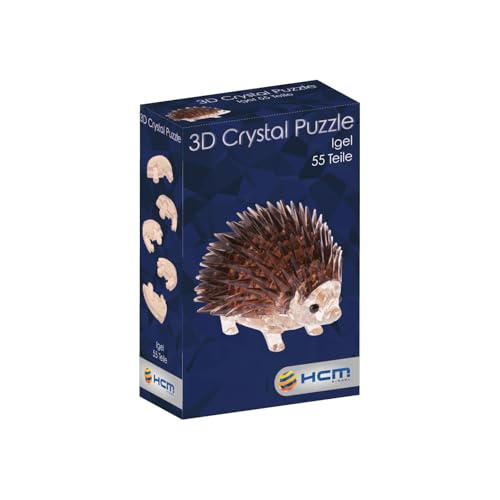 Crystal Puzzle | 3D Igel Braun| Transparentes Design | 55 Teile | Bausatz für Kinder und Erwachsene | HCM Kinzel von HCM Kinzel