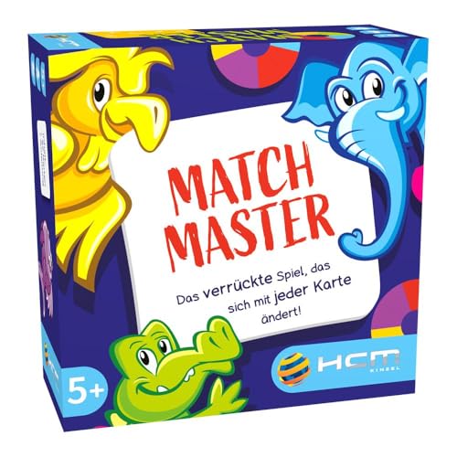 HCM Kinzel 55163 Match Master-Kartenspiel-Reaktion, Schnelligkeit & Aufmerksamkeit mit Tieren, Farben & Zahlen-für 2-6 Spieler ab 5 Jahren-55163, Mehrfarbig, S von HCM Kinzel