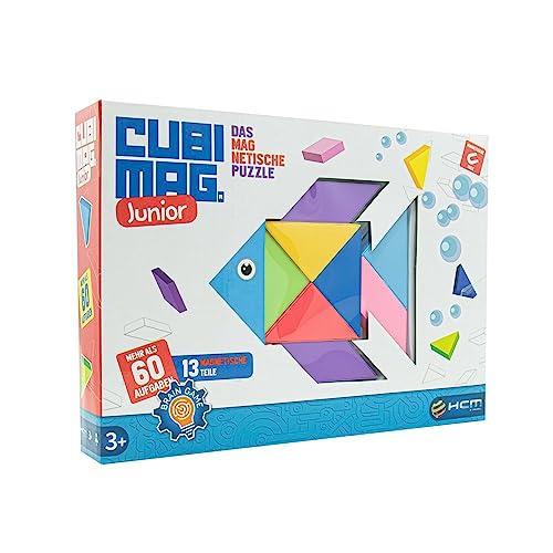 HCM Kinzel 55168 Cubimag Junior-Magnetisches Puzzle mit 13 Teilen-Denkspiel, Logikspiel, Brainteaser 1 Spieler ab 3 Jahren-55168, mehrfarbig von HCM Kinzel