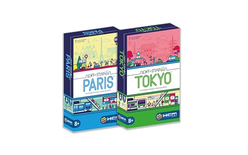 HCM Kinzel Bundle Next Station Tokyo und Paris Brettspiel, 2 Spiele Set, Flip und Write - Plane U-Bahnnetze mit Geschick und Strategie, für 1-4 Spieler, ab 8 Jahren von HCM Kinzel