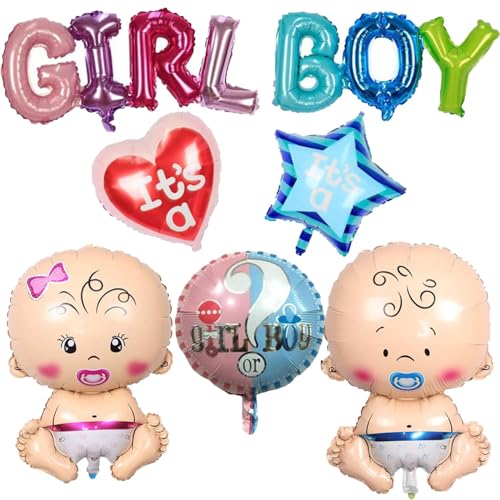 HCRXVV Boy or Girl Gender Reveal Party Deko 7 Stück its A Boy Girl baby Shower Deko Willkommens Baby Form Folienballon,Bunt Luftballon für Babyshower Ankündigung Einer Schwangerschaft Gender (A) von HCRXVV