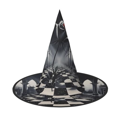 Schach und Rosen, Halloween-Hexenhüte, Hexen-Stirnbänder, Zaubererhut, Kostüm, Zubehör, Cosplay, für Party, Maskerade, faltbar, 2 Stück Schach und Rosen, Halloween-Hexenhüte, Hexen-Stirnbänder, Zaubererhut, Kostüm, Zubehör, Cosplay, für Party, Maskerade, faltbar, 2 Stück von HCVXBSA