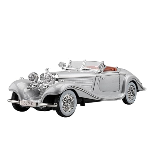 HCYYZN 1:24 Vintage Mercedes-Benz 500K Auto Simulation Legierung Vintage Auto Modell Pendel Spielzeugauto(Silver) von HCYYZN