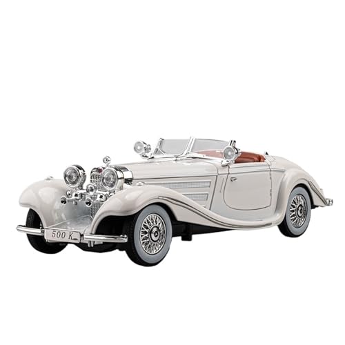 HCYYZN 1:24 Vintage Mercedes-Benz 500K Auto Simulation Legierung Vintage Auto Modell Pendel Spielzeugauto(White) von HCYYZN