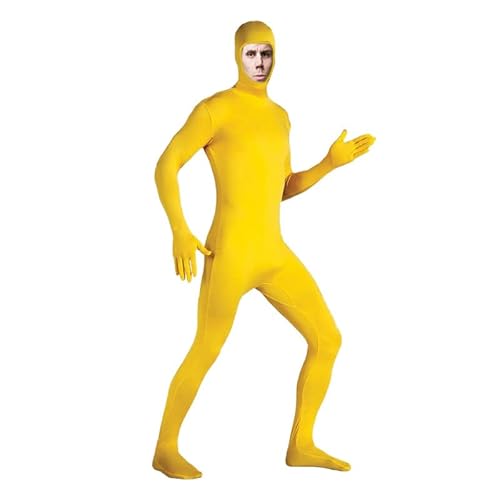 HDADR Erwachsene Open Face Zentai Suit, Jumpsuit Ganzkörperanzug Unisex Tight Bodysuit Kostüm für Party Halloween Weihnachten, Farbe Costume Body Suit, Jugendliche Bodysuit Cosplay (Gelb, L) von HDADR