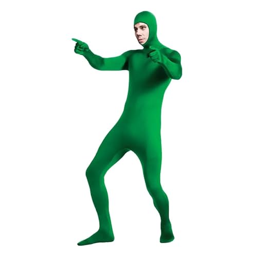 HDADR Erwachsene Open Face Zentai Suit, Jumpsuit Ganzkörperanzug Unisex Tight Bodysuit Kostüm für Party Halloween Weihnachten, Farbe Costume Body Suit, Jugendliche Bodysuit Cosplay (Grün, L) von HDADR