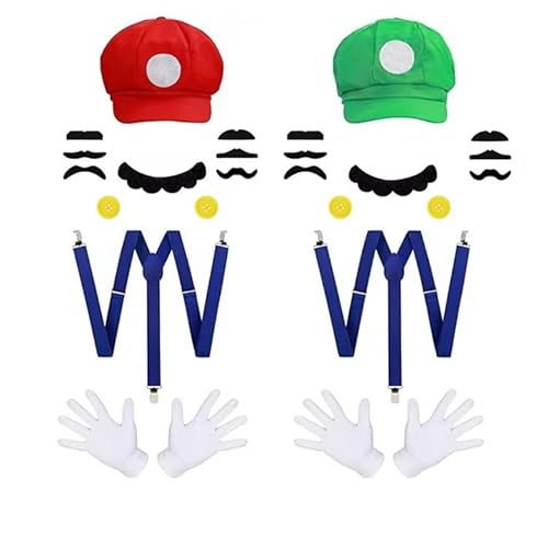 HDADR Super Bros Kostüm Zubehör, Hüte Halloween Kostüm Herren Faschingskostüme Damen partner kostüm Lustige Kostüme für Halloween Outfits Karneval Kostüm Cosplay für Erwachsene Kinder von HDADR