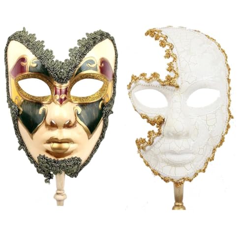 HDCRYSTALGIFTS Ein Paar Paare Venezianische Cosplay Masken mit Stab Venezianische Musikalische Karneval Mardi Gras Maskenball Party Kostüm Dekoration von HDCRYSTALGIFTS