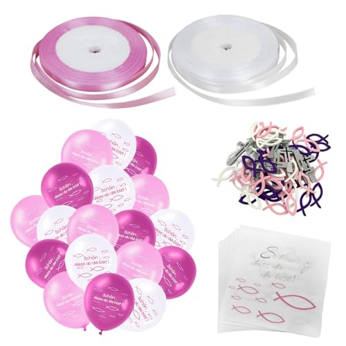 1 paket tischdekoration set, jungen und mädchen taufe party dekoration set, rosa dekorative luftballons, mädchen taufe dekorationen, taufe junge dekorationen von HDGSAFD