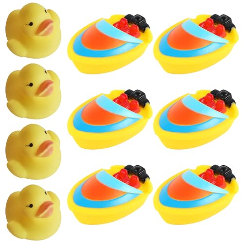 6 Stück Badespielzeugboot, 4 Stück kleine Ente, Badespielzeug, Wasserspielzeugboot, schwimmendes Badespielzeug, Badespielzeugset, Badewannen-Poolspielzeug, Enten-Badespielzeug von HDGSAFD