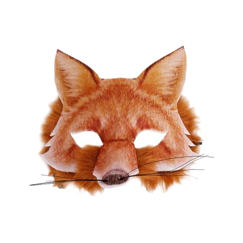HDGSAFD 1 Stück Fuchsmaske, Tiermaske, Pelzmaske, Kostümmaske für Erwachsene, realistische Maske, Tier-Verkleidungszubehör, Rollenspiel-Requisite für Party, Bankett oder Tanz (orange) von HDGSAFD