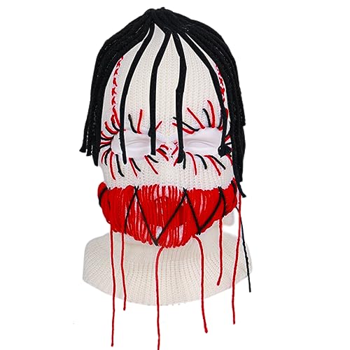 Gruseliger Strickhut für Halloween, gruselige Zähne, Räubermütze, Cosplay, Räuber, Partyhüte von HDKEAN