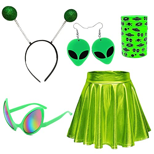 HDKEAN Kostüm-Set für Damen, mit Brillen, Haarreifen, Alien-Sonnenbrille, Ohrringe, Handringe, Halloween, Verkleidungen, Partyzubehör von HDKEAN