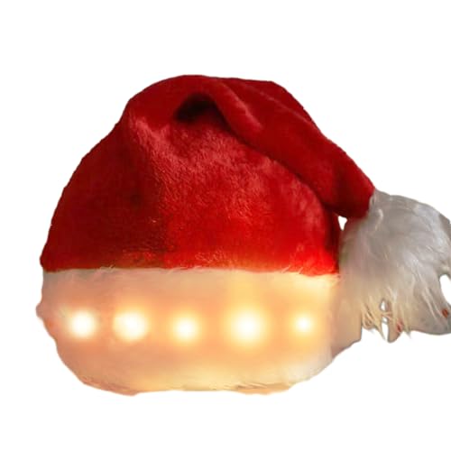 HDKEAN LED-Weihnachtsmütze, festliche Mützen, Plüsch-Schirmmütze mit Lichtern, Kopfbedeckung für Feiertage, Partys und als Geschenk, 5 Stück von HDKEAN