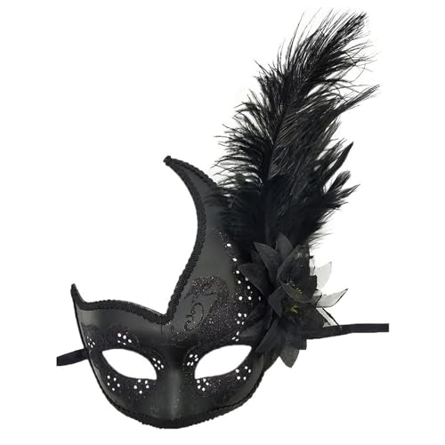 HDKEAN Maskerade Maske Federmaske für Frauen Halloween Maske Halloween Feder Augenmaske Maskerade Halbmaske Federmaske Kette von HDKEAN