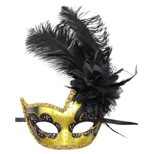 HDKEAN Maskerade Maske Federmaske für Frauen Halloween Maske Halloween Feder Augenmaske Maskerade Halbmaske Federmaske Kette von HDKEAN