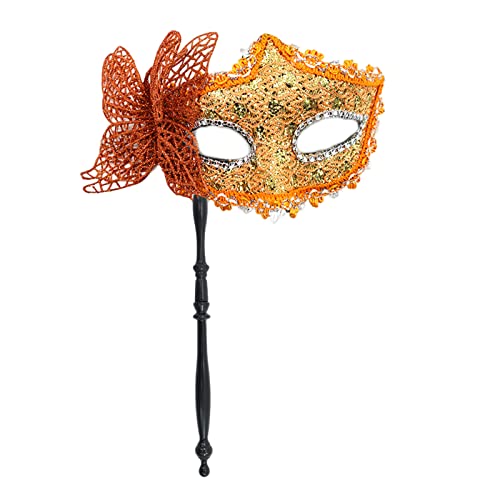 HDKEAN Maskerade für Frauen, halbes Gesicht mit Schmetterling, Karneval, Abend, Halloween, Maskerade mit Halte-Halloween-Party, Schmetterling von HDKEAN