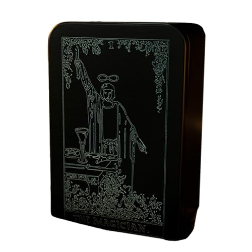 Eisen Tarot Karte Lagerung Fall Tragbare Tarot Karten Box Astrologie Wahrsagerei Lagerung Fall Weiße Linie Muster Karte Enthält von HDOYTXXM