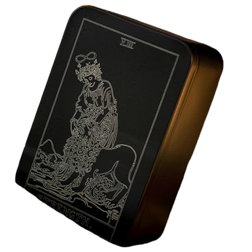 Eisen Tarot Karte Lagerung Fall Tragbare Tarot Karten Box Astrologie Wahrsagerei Lagerung Fall Weiße Linie Muster Karte Enthält von HDOYTXXM