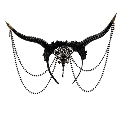 HDOYTXXM Gothic Halloween Headwear Cosplay Einzigartige Kopfstück Mit Blumenkette Haarstücke Kostüm Partyversorgung Für Frauen von HDOYTXXM