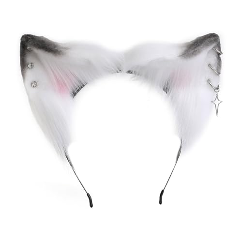 HDOYTXXM Katzenohrstirnband Mit Ohrschmuck Süße Mädchen Cosplay Ohrs Fursuit Maskerade Halloween Cosplay Party von HDOYTXXM