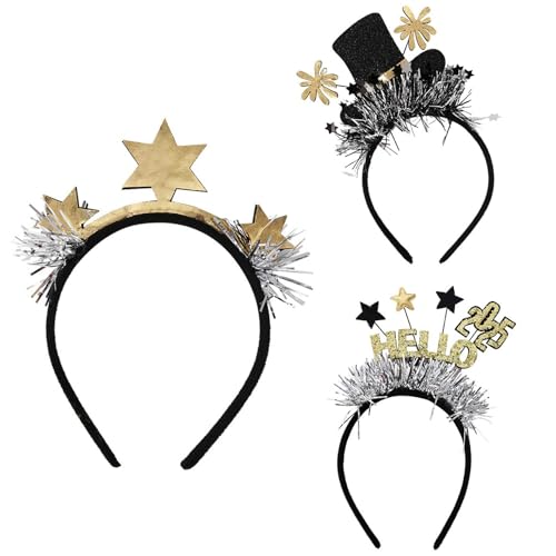 HDOYTXXM Neujahrs Lametta Stirnband Blingbling Stern Glitzert Kopfbedeckung Lametta Weihnachtsparty Requisiten Lametta Geschenk Stirnband von HDOYTXXM