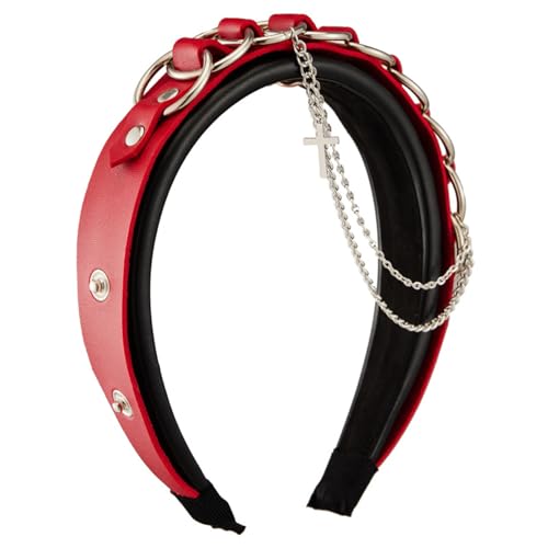 HDOYTXXM PU Lederschnalle Stirnband Kostümzubehör Haarband Themen Party Supply Schnalle Kette Hairhoop Für Frauen Rollenspiele von HDOYTXXM