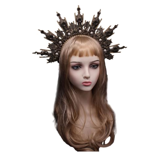 HDOYTXXM Sungoddess Stirnband Vintage Vintage Virginmary Diadem Haarband Halloween Party Kostüm Kits Dame Kopfstücke von HDOYTXXM