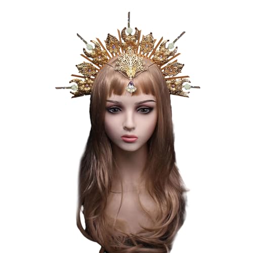 HDOYTXXM Sungoddess Stirnband Vintage Vintage Virginmary Diadem Haarband Halloween Party Kostüm Kits Dame Kopfstücke von HDOYTXXM