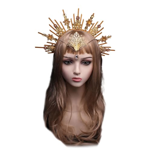 HDOYTXXM Sungoddess Stirnband Vintage Vintage Virginmary Diadem Haarband Halloween Party Kostüm Kits Dame Kopfstücke von HDOYTXXM