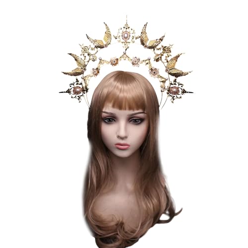 HDOYTXXM Sungoddess Stirnband Vintage Vintage Virginmary Diadem Haarband Halloween Party Kostüm Kits Dame Kopfstücke von HDOYTXXM