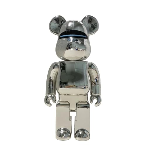 HDSLURIO First Generation Punk Silver Violent Bear Doll Home Decoration Fashionable Bearbrick 400% Building Block Bear Luxury Sculpture 28cm/11in von HDSLURIO