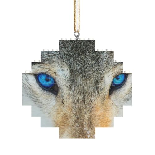 Blaue Augen Wolf Druck, Baustein-Block-Puzzles Puzzles Rautenförmiges Ornament von HDTVTV