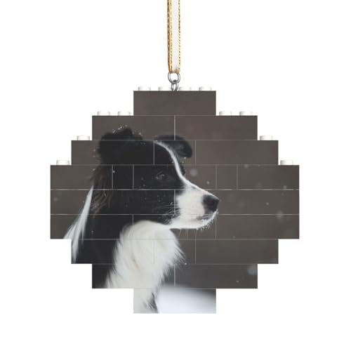 Border Collie Hund im Schnee gefleckt, Baustein-Block-Puzzles Puzzles Rautenförmiges Ornament von HDTVTV