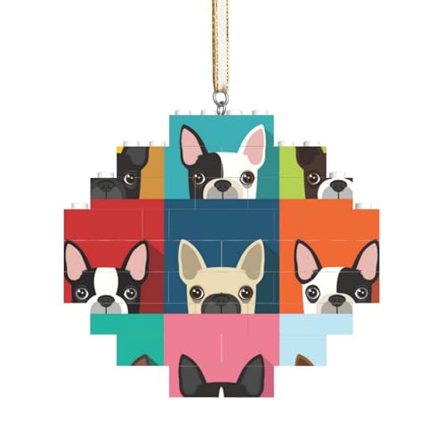 Bunter Boston Terrier Druck, Baustein-Block-Puzzles Puzzles Rautenförmiges Ornament von HDTVTV