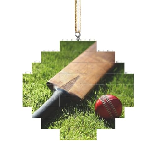 Cricketschläger und Ball, Baustein-Block-Puzzles Puzzles Rautenförmiges Ornament von HDTVTV