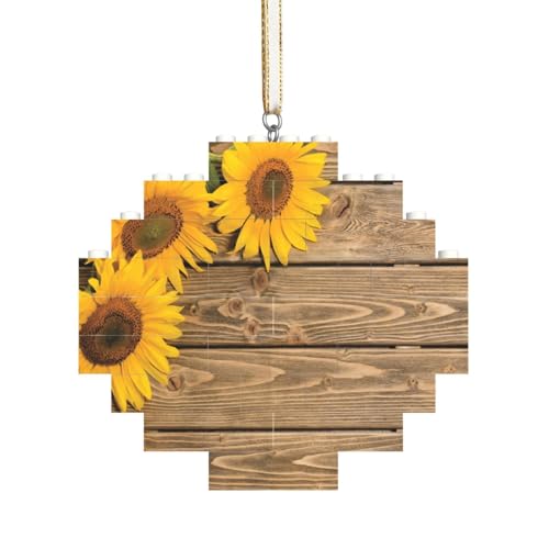 DREI Sonnenblumen auf Holz, Baustein-Block-Puzzles Puzzles Rautenförmiges Ornament von HDTVTV