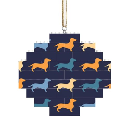 Dackel Blau Orange Hund, Baustein-Block-Puzzles Puzzles Rautenförmiges Ornament von HDTVTV