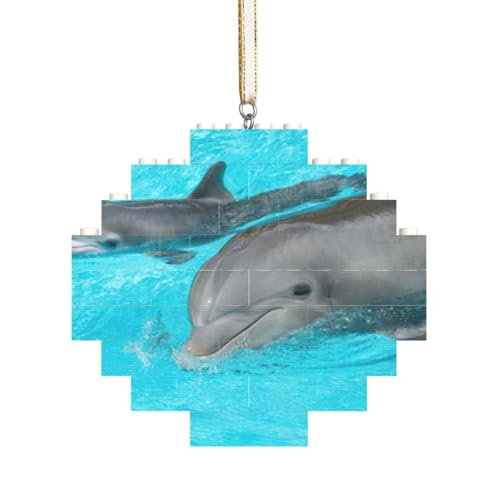 Delfin und Sein Baby, Baustein-Block-Puzzles Puzzles Rautenförmiges Ornament von HDTVTV