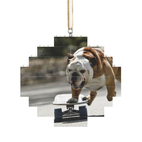 Englische Bulldoggen Bokeh Skateboard Haustiere Englisch, Baustein-Block-Puzzles Puzzles Rautenförmiges Ornament von HDTVTV